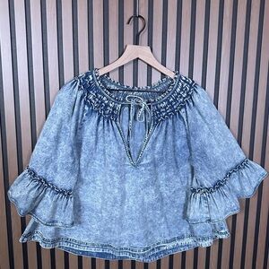 Free People Denim Bell Sleeves
